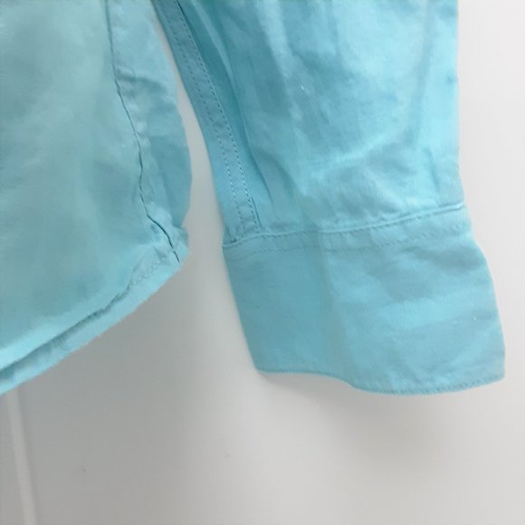 BROOKS BROTHERS Women's Blouse Linen Turquoise Size 8 - Picture 3 of 4